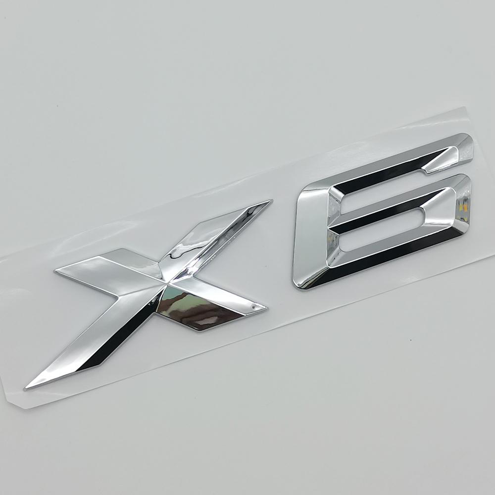 3D ABS Chrome Black Logo X6 Nameplate Sticker Rear Trunk Emblem Badge Decals For BMW E70 E71 G06 F16 F86 M50d Car Accessories GX6
