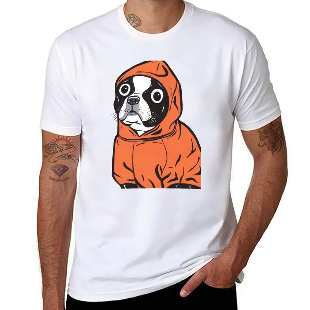 Boston Terrier Orange Hoodie Tshirt Lightweight Cooling Short Sleeve Tee