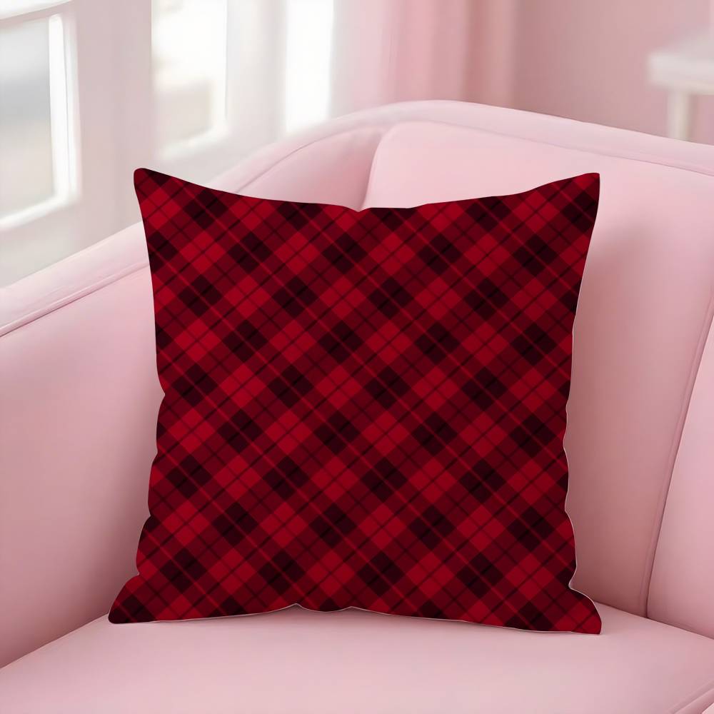 Christmas Plaid Pillow Case Sofa Short Plush Double-sided HD Printing Room Home Office Gift Cushion Cover