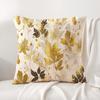 Gold Leaf Flower Cushion Cover Natural Linen Organic Fabric Double-Sided Printing Sofa Home Decor Gift Pillow Cover