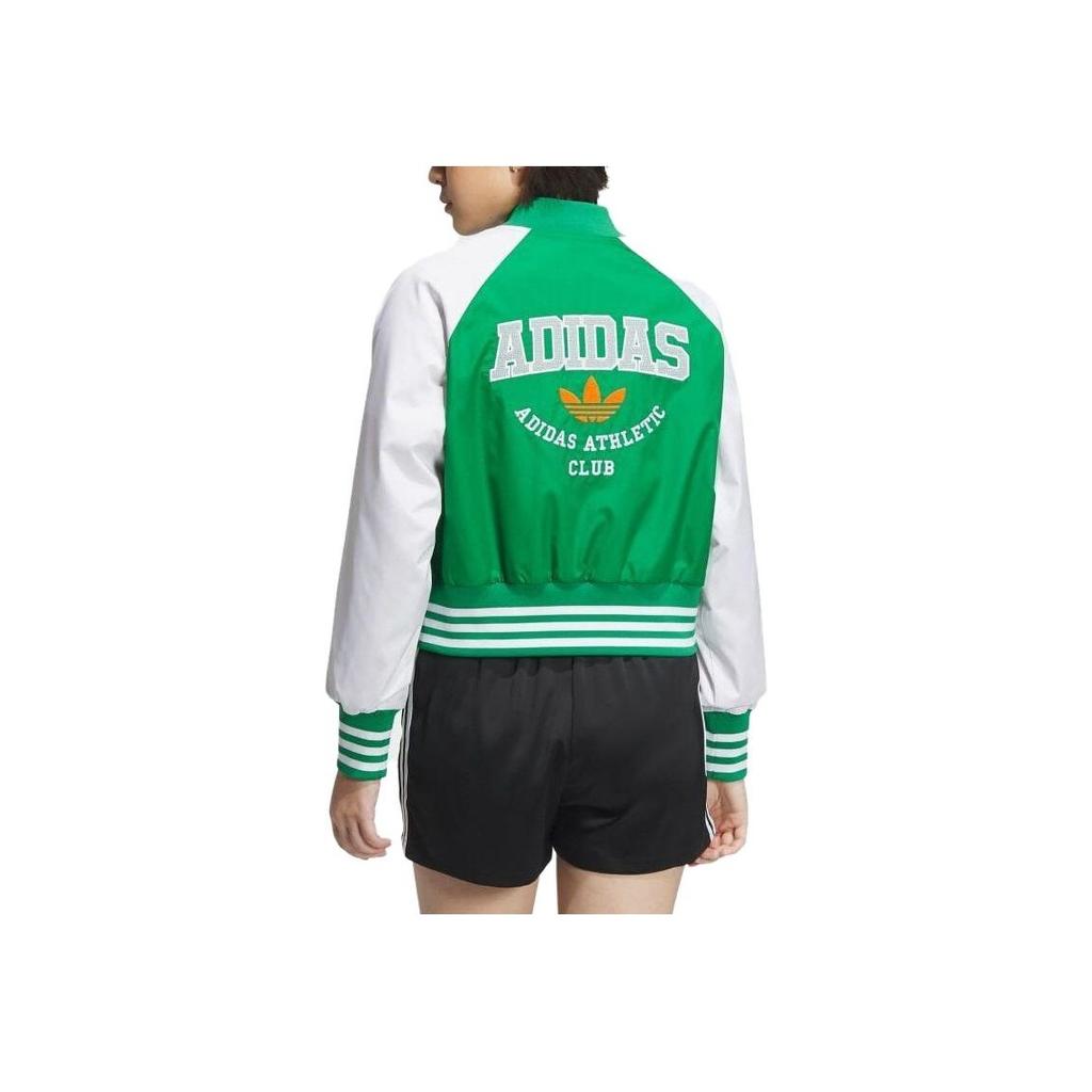 Adidas Originals Color Block Striped Retro Sports Zip Jacket Women Jackets Green IU4769