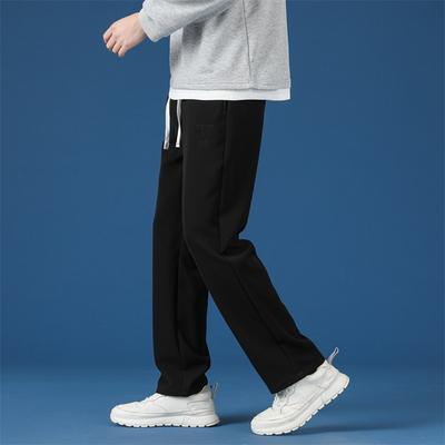 Pants Men's Spring and Autumn New Men's Casual Pants Loose Straight Pants Long Pants Wide Leg Sports Blue Drawstring Men's Pants