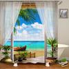 Waterproof Fabric 3D Shower Curtain Bathroom Curtain Rural Garden  Beach Flower Landscape Polyester Bath Curtain With Hooks