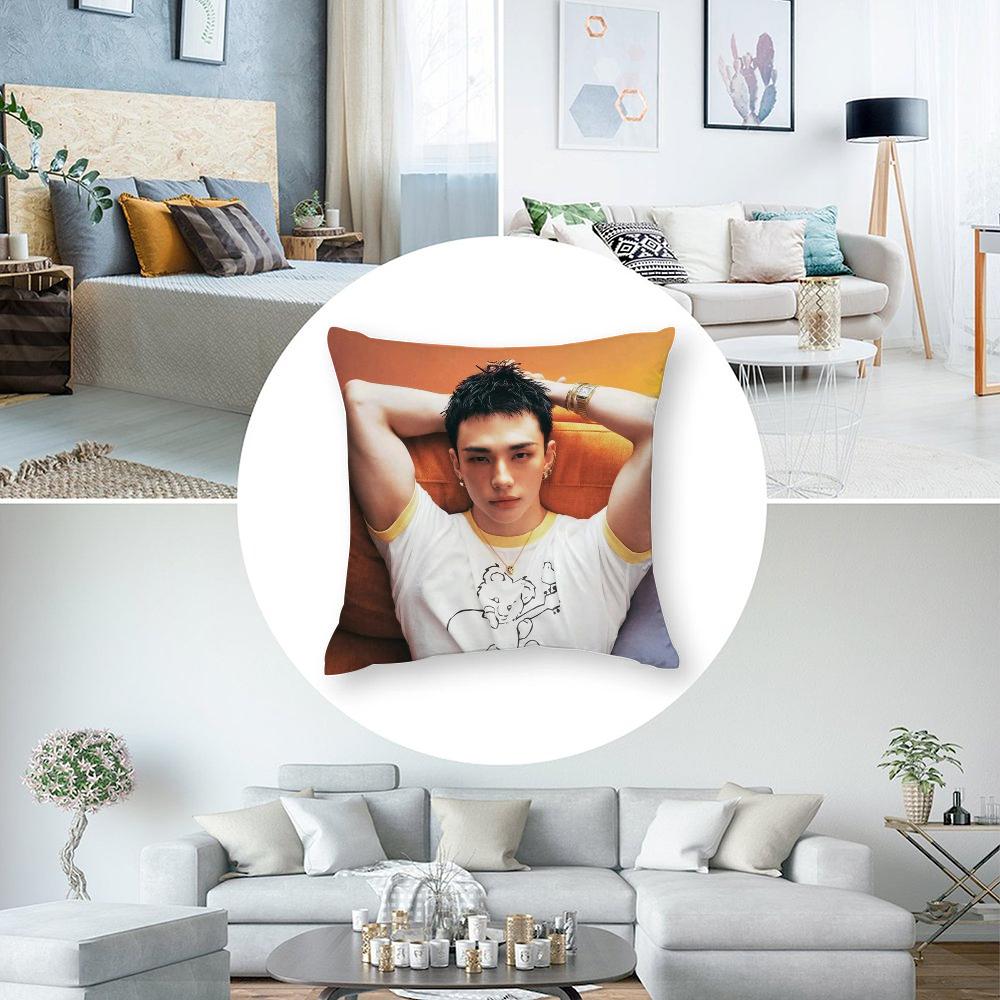 HOT-KPOP Idol h-Hyunjin Pillow Case Short Plush Sofa Decorative Gift Home Double-sided Printing Cushion
