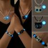 Luminous Black Cat Pendant Bracelets for Women Men Cute Cartoon Resin Big Eye Kitten Pendant Necklace Fashion Couple Jewelry
