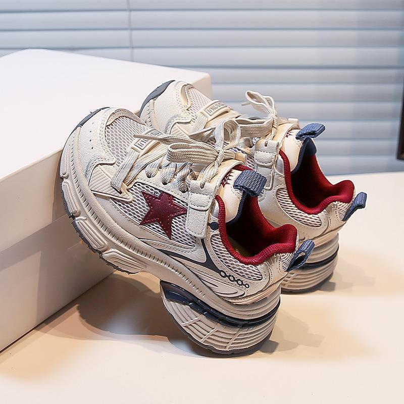 

2025 осень новые спортивные туфли для мальчиков, студенческие легкие кроссовки для бега для детей среднего и старшего возраста, сетчатые дышащие детские кроссовки-папы 26-31 yards (please take 6 pairs in one hand) бежевый