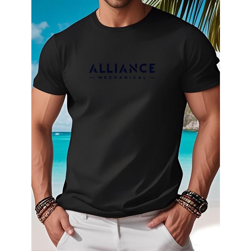 European Size Pattern Printed Summer Men's Round Neck Short Sleeved T-shirt