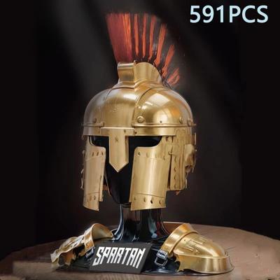 591 STÜCKE Spartan Helm Bausteine Antike Griechische Schwere Infanterie Dekorative Helm Ziegel Desktop Display Kinderspielzeug Geschenke