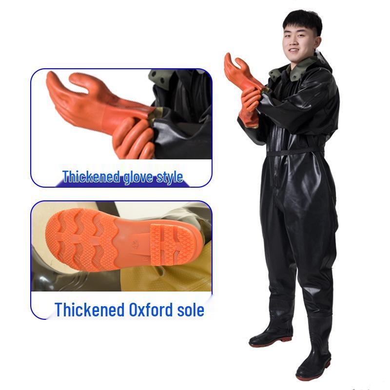 PVC Full Body Fishing Waders - Thickened One-Piece Wading Pants for Fishing and Lotus Root Digging