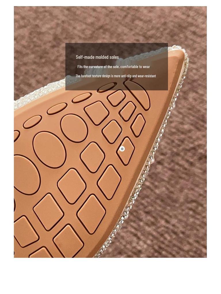 A33-8 Women's Rhinestone & Pearl Flat Wedding Shoes with Inner Height Boost