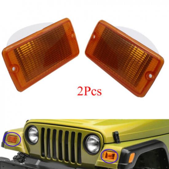 For 01-06 Jeep Wrangler Turn Signal Light Lamp Housing Plastic Lens Left + Right