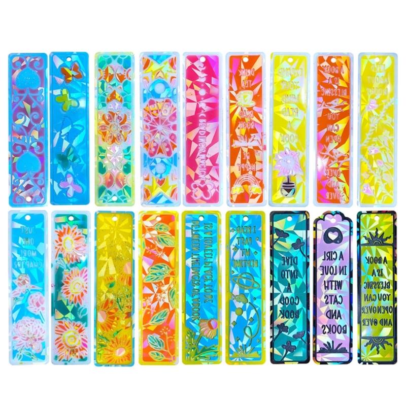 18 Styles Bookmark Silicone Mould Casting Craft Pendant Resin Epoxy DIY Rectangle Bookmark Mold for Jewelry DIY Fans