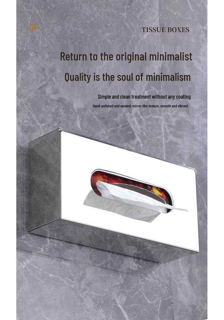 Stainless Steel Wall-Mounted Tissue Box for Hotel, Coffee Table, Restaurant, or Bathroom - Multi-Functional Pull-Out Design