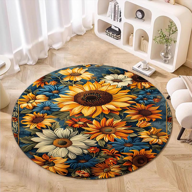 Rose Garden Elegance Round Rug Home Soft Decorative Anti Slip Yoga Table And Chair Mat Carpet Outdoor Floor Mat Carpet S5