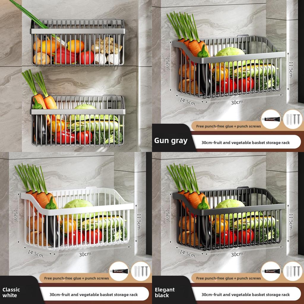 Kitchen Wall Mount Spice Storage Rack With Carbon Steel Material For Fresh Vegetables