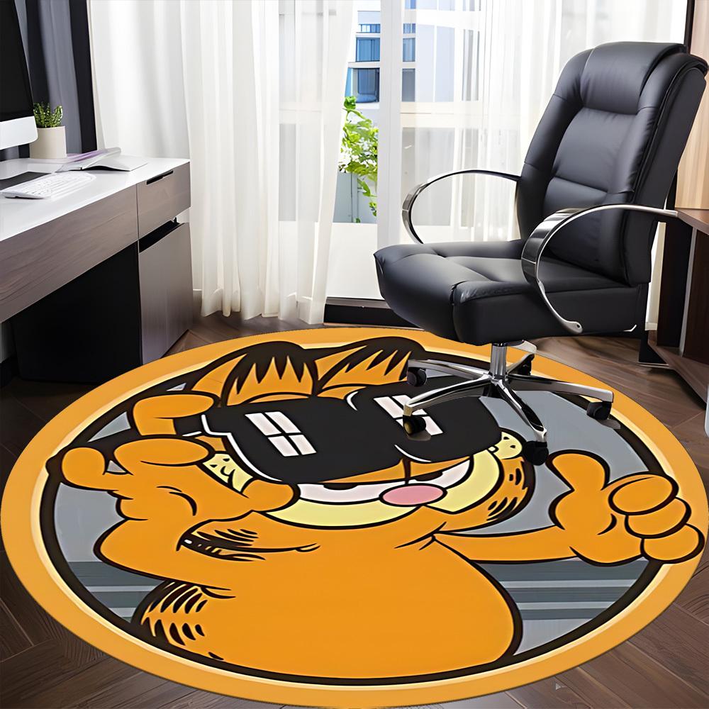 1pc Garfield Cat Office Round Area Rug, Under Office Chairs Bedroom Living Room Home Decor a1022385