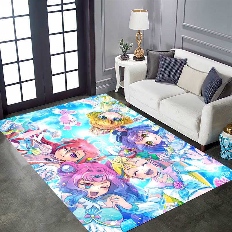 Pretty Cure Cartoon Rugs Are Suitable for Home Décor In Areas Such As Game Rooms, Bedrooms, Living Rooms, and Sofa Areas.