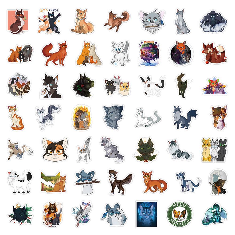 50 Cat Warrior Waterproof Graffiti Stickers for DIY Notebooks and Suitcases - 50 Sheets