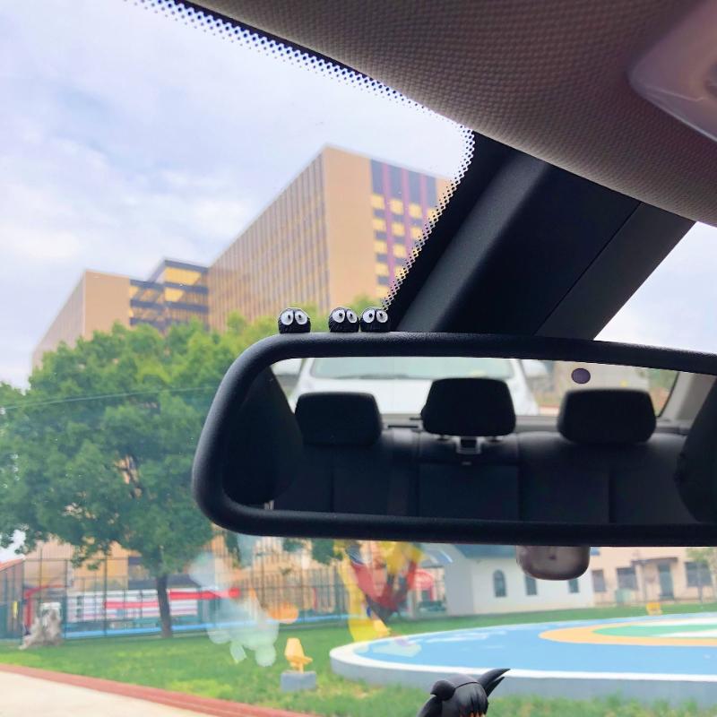 6Pcs Cute Mini Coal Ball Fairy Ornament Car Interiors Center Console Rearview Mirror Decoration Fun Cartoon Figurines Home Decor