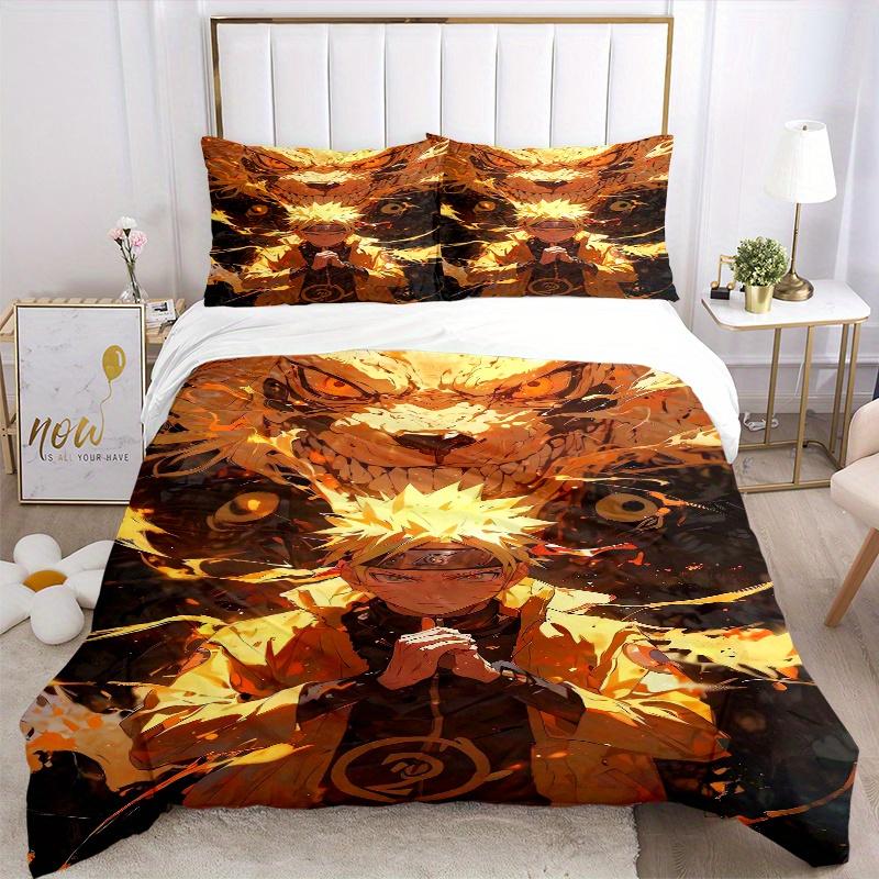 3pcs Naruto Nine Tailed Fox Design Quilt Cover Set - Soft and Cozy Bedroom, Guest Room and Dorm Decorative Bedding 3-Piece Set 1 Quilt Cover + 2 Pillo