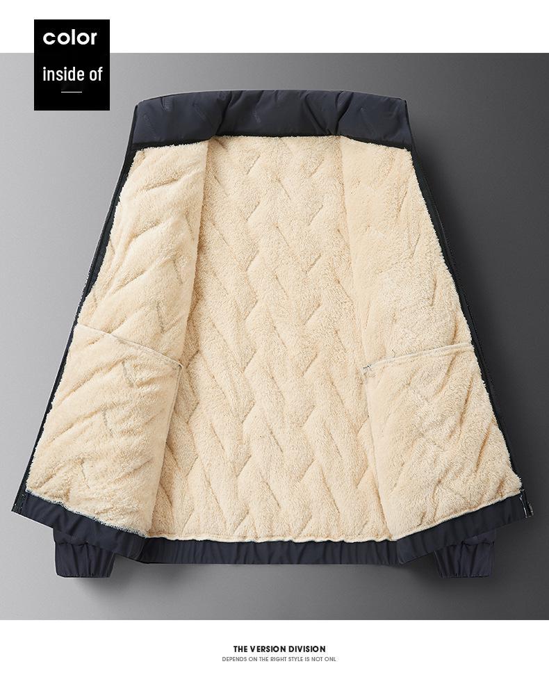 Men's Casual Business Warm Cotton Coat with Velvet Lamb Wool - Autumn/Winter Style for Middle-Aged and Elderly
