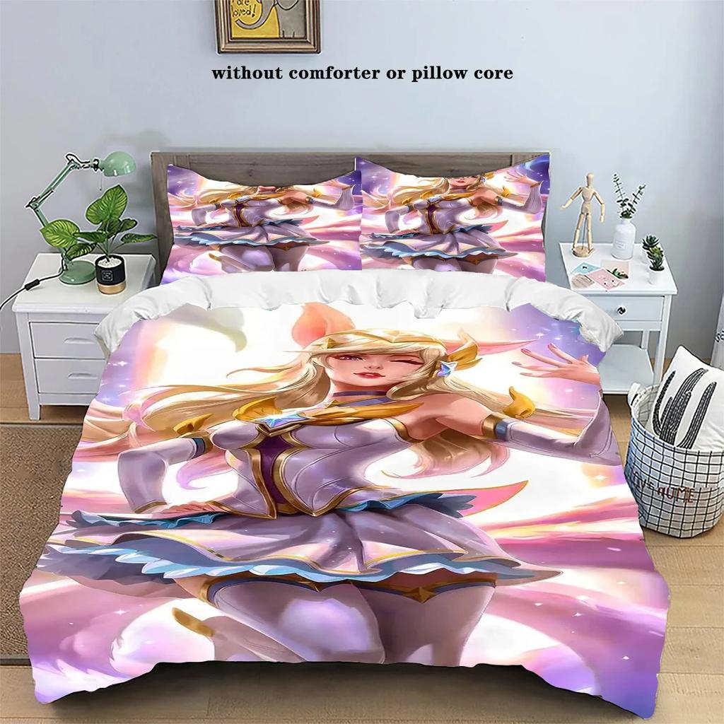 Anime Jinx Arcane: League of Legends Home Bed Three Piece Set Anime Printed Pillowcase Duvet Cover Full Size Customizable