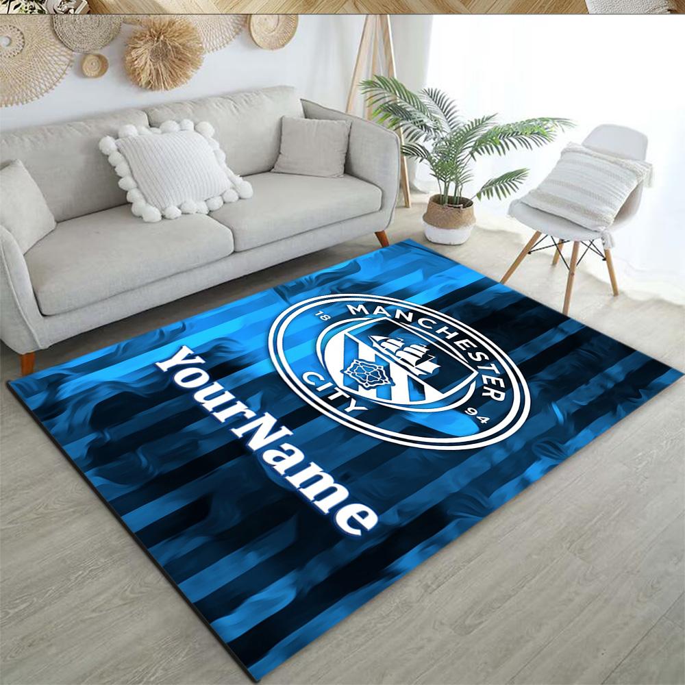 Manchester City Customize Text Area Rug Design for Game Room Dormitory Dining Room Kitchen Antislip Carpet Office home decor Gift for Festivals