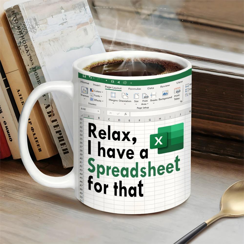 Excel-Freak im Bett, Weiße Tasse, Frühstückskaffee und Tee, Wasserbecher, Weihnachtsgeschenk, Strumpffüller