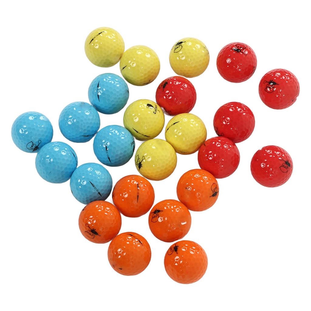 Sada 24 golfových míčků, gumové, barevné, odolné, 2vrstvé, golfové míčky pro hráčky začátečníků