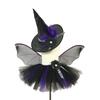 3Pcs Bat Vampires Costume Halloween Animal Cosplay Costume Bat Wing Headbands Tutus Dress for Kids Girls Gift