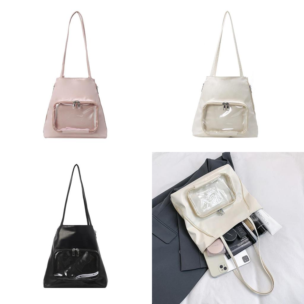 Clear Tote Bag Women Large Capacity Pu Fashion Casual Shoulder For Daily Use