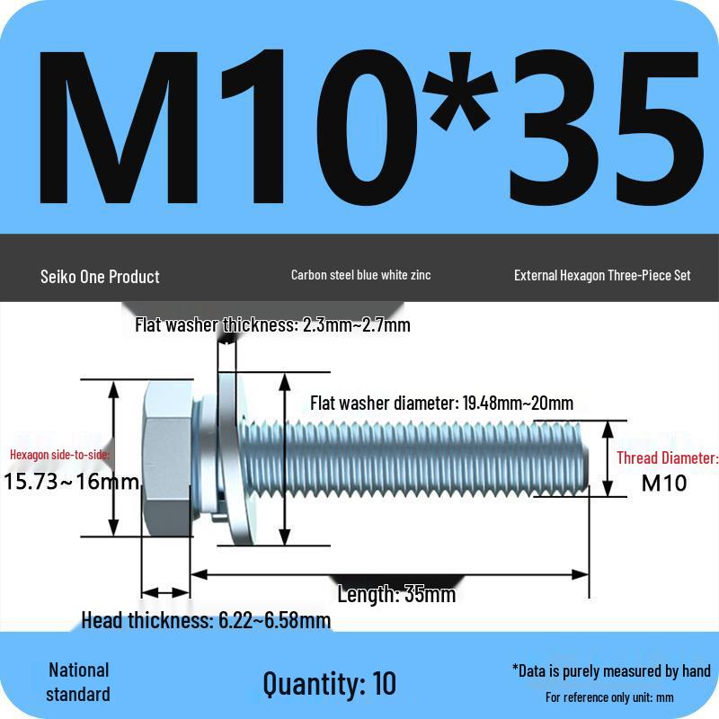 Grade 8.8 Galvanized Hex Bolt Set with Spring and Flat Washers (Sizes M4-M12)