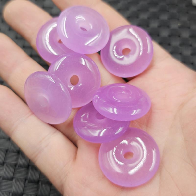 Violet Jade Buckle Pendant: Purple Quartzite Necklace, Bracelet, Hairpin Accessory Diameter ~17mm