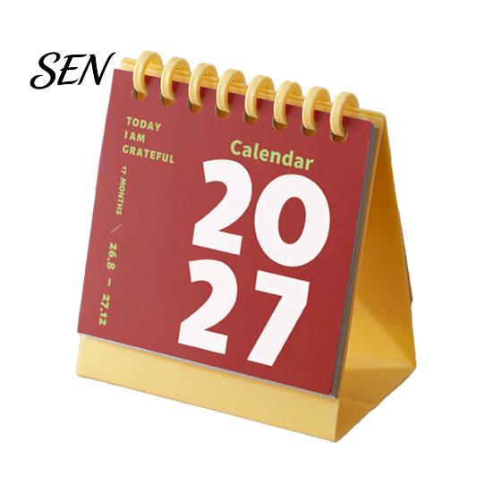 Small Desk Calendar 2027 Mini Calendar, Spiral Bound Standing Flip Monthy Desktop Schedule Planner for Home Office Daily