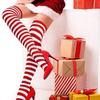 New Butterfly Knot Christmas Ball Socks Over Knee Sock Women's European and American Festival Christmas Striped Long Socks