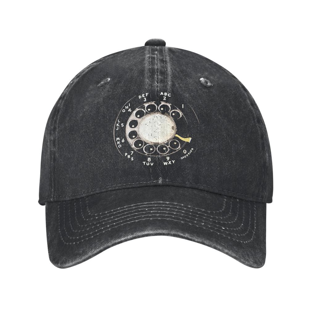 Rotary Dial Telephone Numbers Baseball Cap Unstructured Unisex Women Retro Phone Distressed Washed Sun Cap Workouts Adjustable Hats