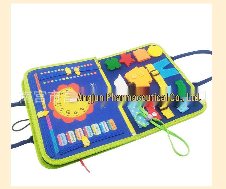 Teal Animal-Themed Montessori Sensory Busy Board Felt Bag Toy for Children