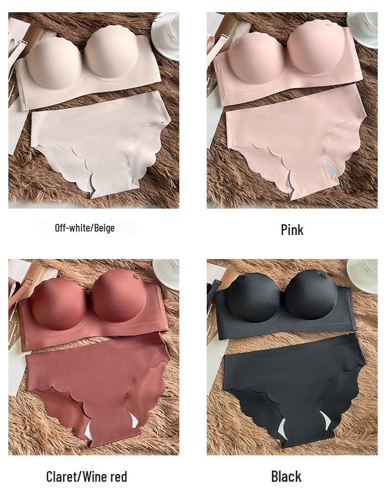 Non-Slip Strapless Push-Up Seamless Lingerie Set for Small Busts