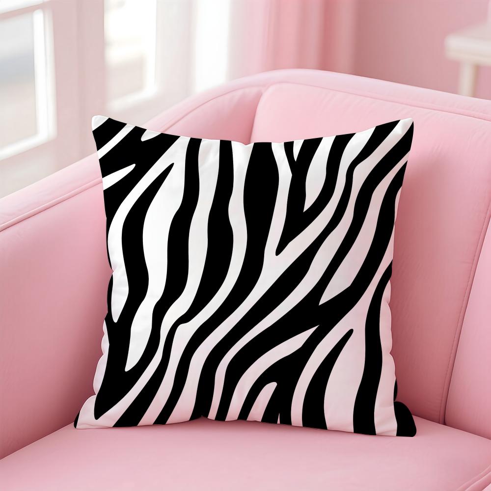 Klassieke Zwart-Witte Zebra Patroon Kussenhoes Linnen Kussenhoes Zachte Decoratieve Hoes Voor Bank Huisdecoratie