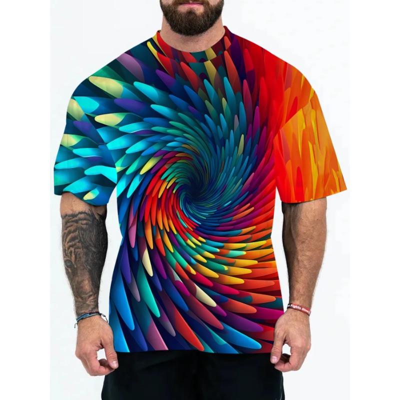 Summer New Men's 3D Abstract Printed Loose Men's Short Sleeved T-shirt