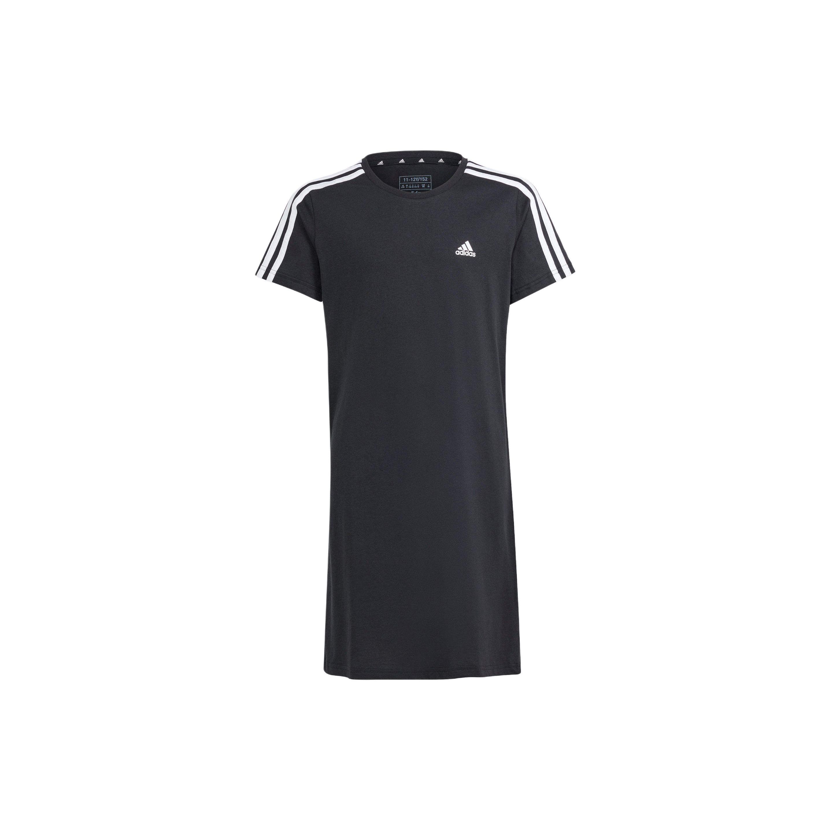 Adidas Полосатое повседневное платье с круглым вырезом Детские платья Черное IQ4133 152