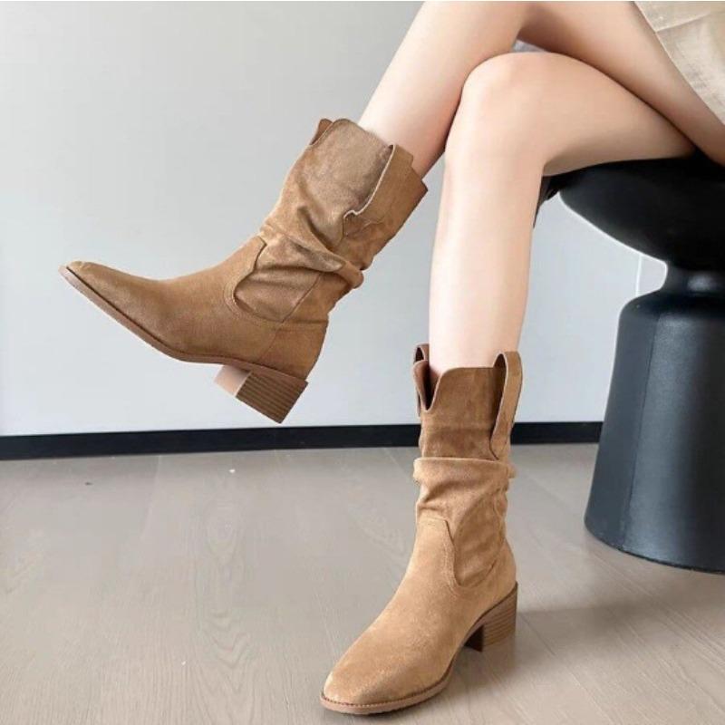 New Style Fashion Women's Knight Boots Women Shoes Women's Pointed Thick Heel Short Boots High-quality Brand Ladies Boots