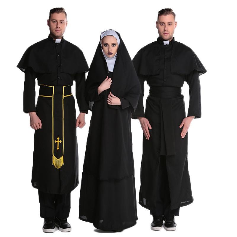Halloween Male Priest Female Nun Cosplay Costume Couple Osplay Priest Costume Nun Stage Costume