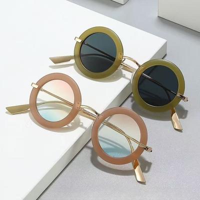 Vintage Round Sunglasses Men Fashion Gradient Punk Multi-color Shades Women Trendy Luxury Brand Design Casual Sun Glasses