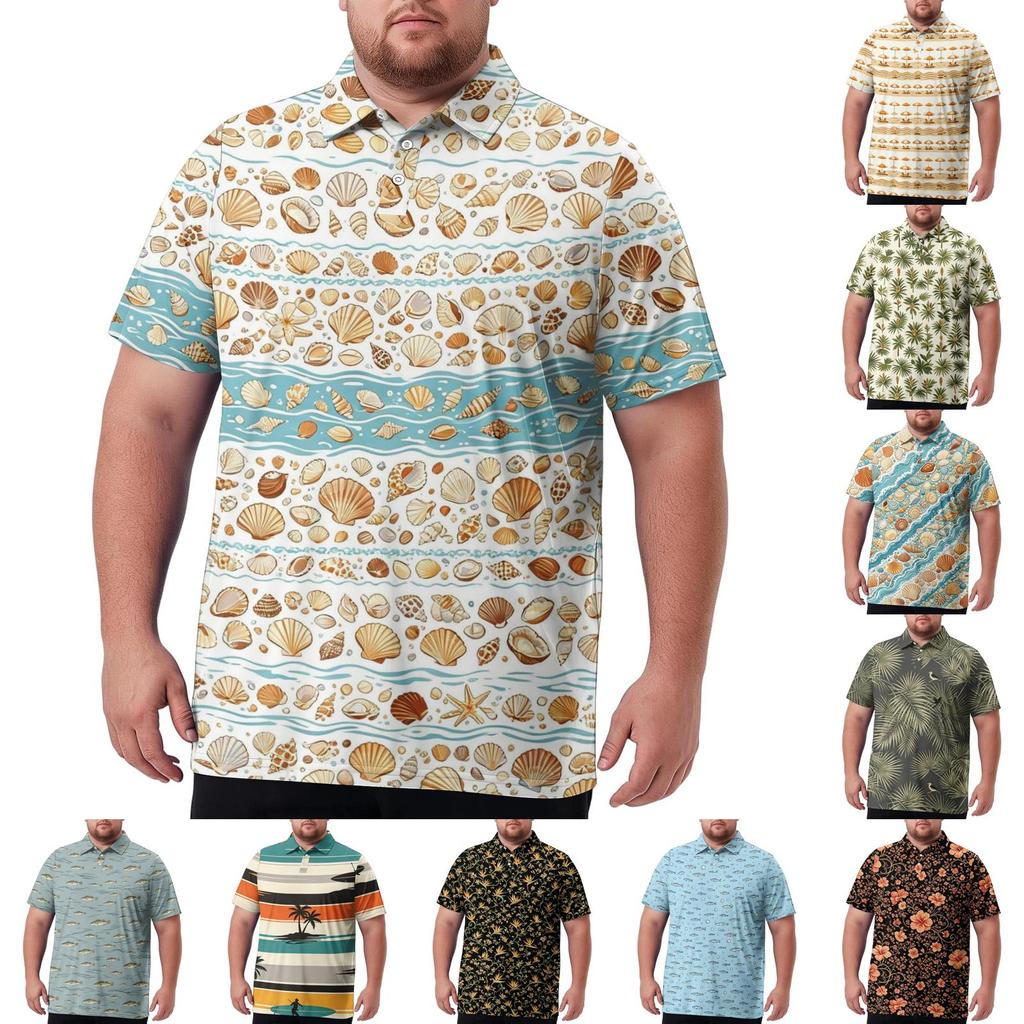 Men's Plus Size Hawaiian Print Shirt for Casual Summer Wear