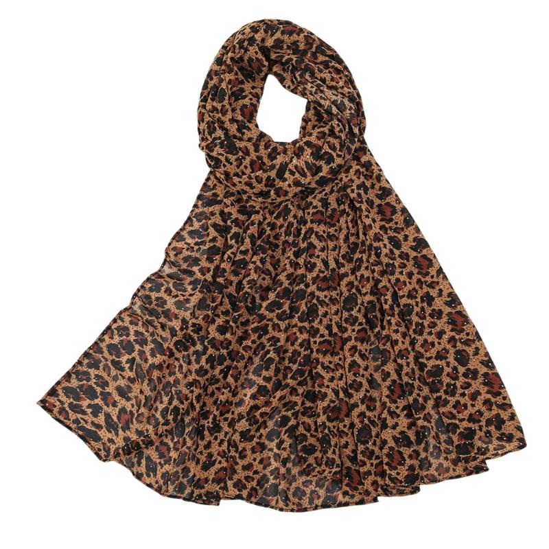 

Leopard Pattern Scarf Lightweight Polyester Neckerchief Shawl Elegant Head Wrap Lady Girls Fashion Accessory