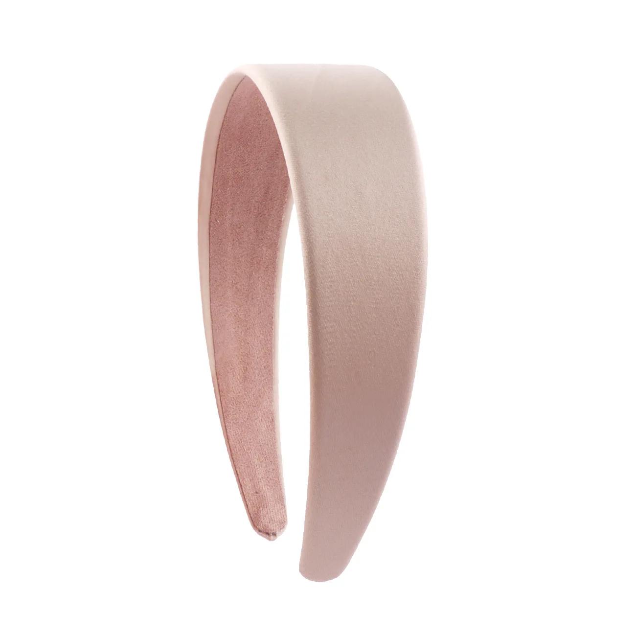 Bentițe Satinate Solide Lățime 4cm pentru Femei Bentiță Lată Anti-alunecare Fete Colorate Confortabile Bentiță DIY Accesorii Păr beige