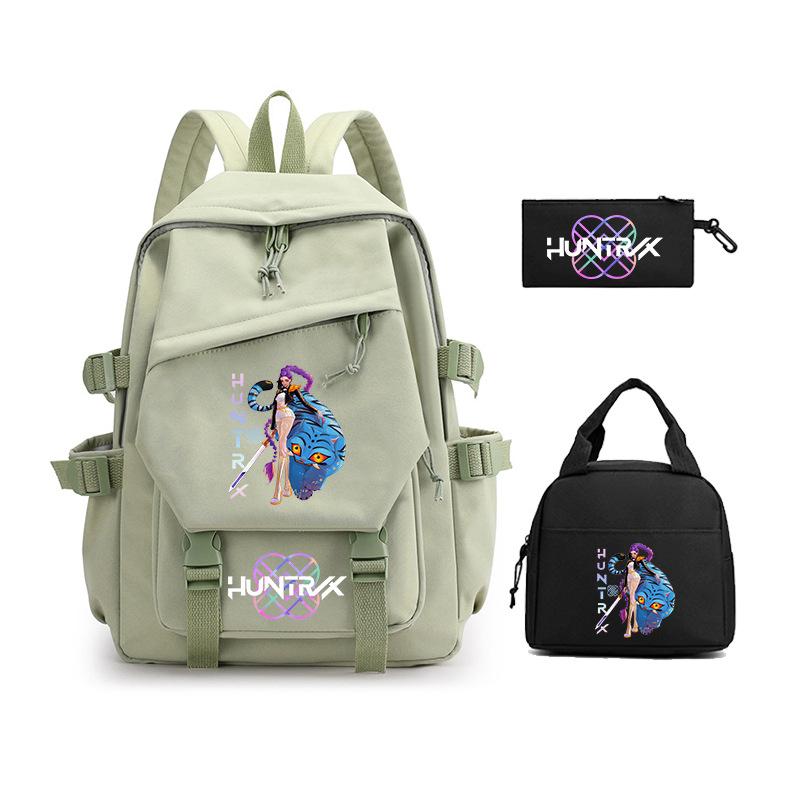 Demon Hunters KPop Demon Hunters Student School Bag Three-piece School Bag Zipper Pencil Case