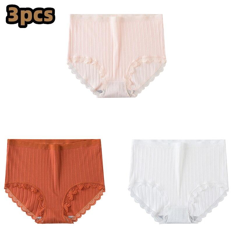 3 Pcs/lot Women's Underpants Soft Cotton Panties Girls High Waist Briefs Striped Panty Sexy Female Underwear Big Size M-XXL