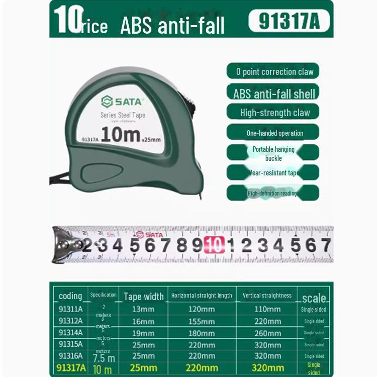 Shida High Precision Portable Steel Tape Measure - 5m for Home, Construction, Woodworking (Models: 91314AB, 91334A, 91342A)
